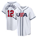 harde P.Phillies #12 Kyle Schwarber Player White USA World Classic Game Limited Stitched Jerseys