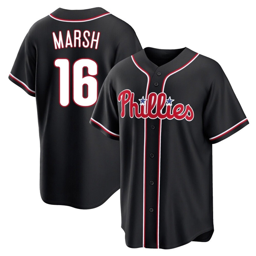 harde P.Phillies #16 Brandon Marsh Player Black Fashion Out Home Game Stitched Jerseys