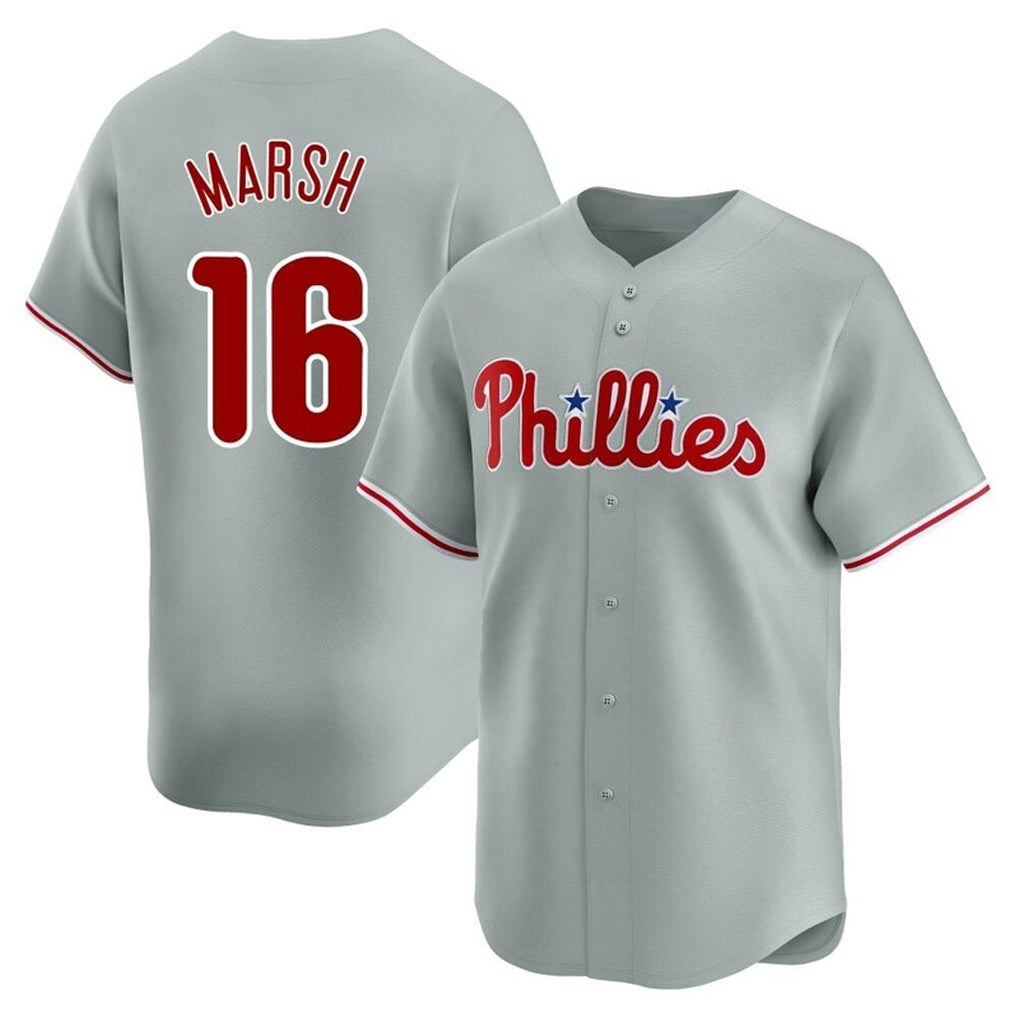 harde P.Phillies #16 Brandon Marsh Player Gray Home Limited Stitched Jerseys