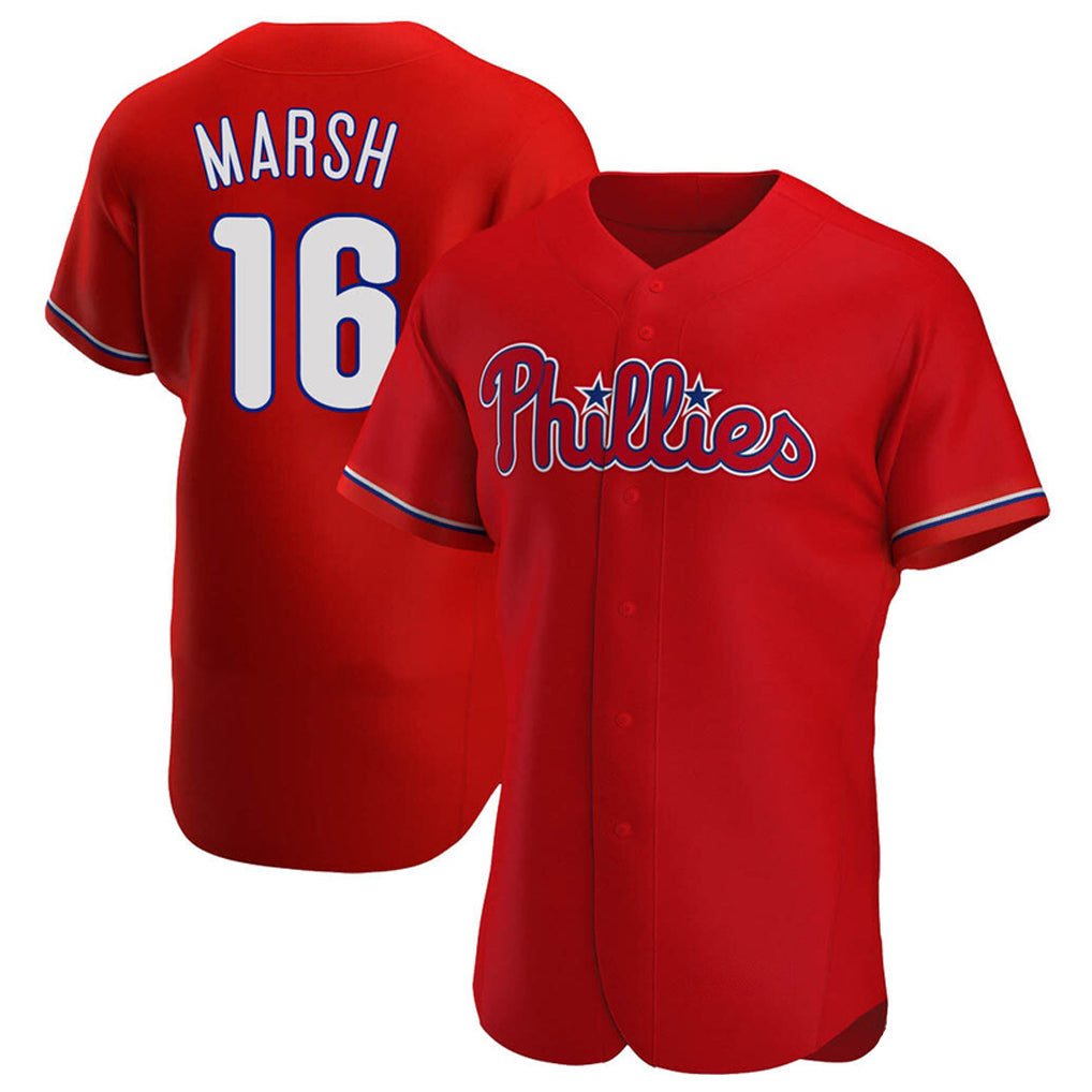 harde P.Phillies #16 Brandon Marsh Player Red Home Limited Elite Stitched Jerseys