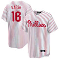 harde P.Phillies #16 Brandon Marsh Player White Home Game Stitched Jerseys