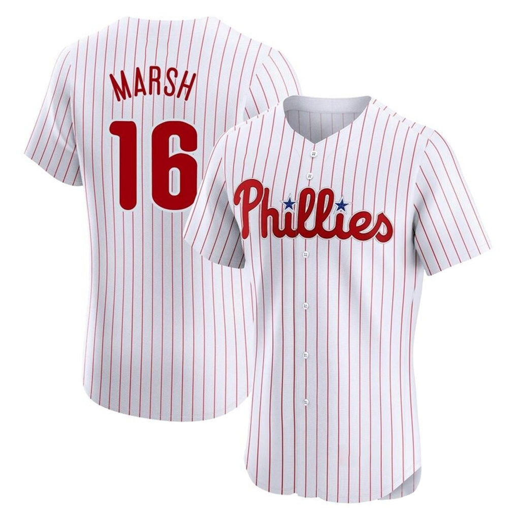harde P.Phillies #16 Brandon Marsh Player White Home Limited Elite Stitched Jerseys