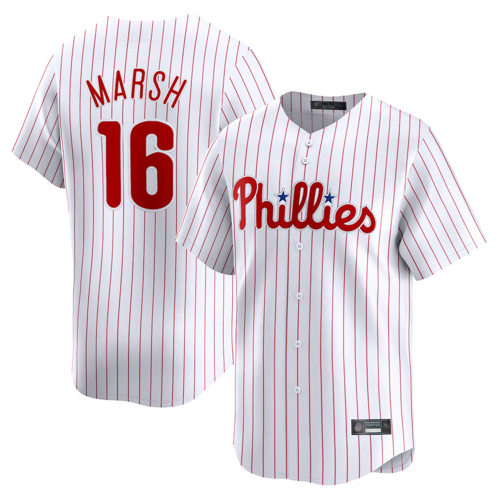 harde P.Phillies #16 Brandon Marsh Player White Home Limited Stitched Jerseys