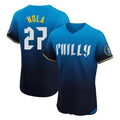 harde P.Phillies #27 Aaron Nola Player Blue City Connect Home Limited Elite Stitched Jerseys