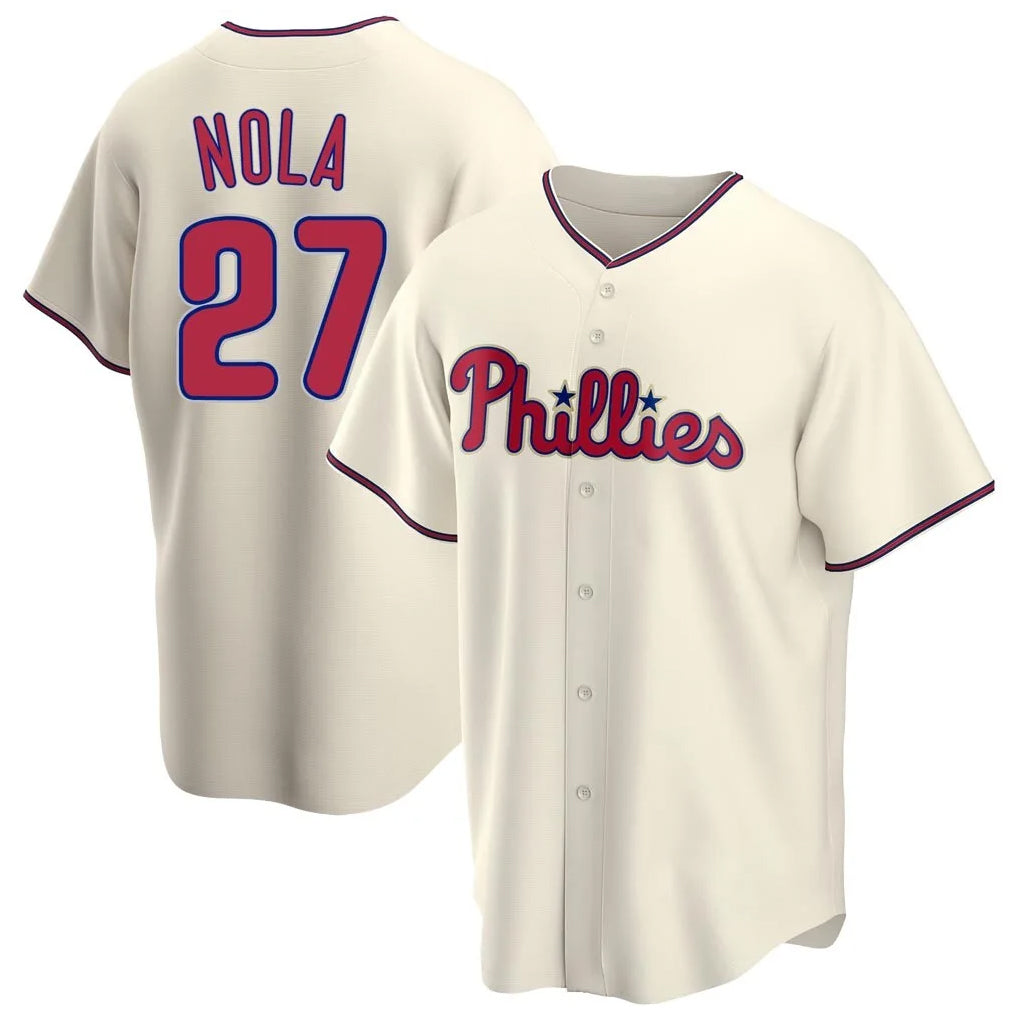 harde P.Phillies #27 Aaron Nola Player Cream Home Game Stitched Jerseys