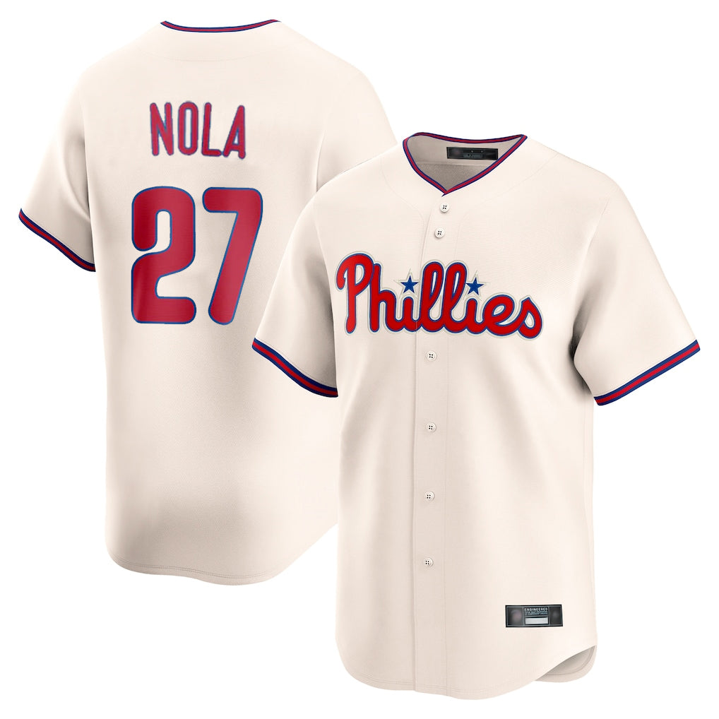 harde P.Phillies #27 Aaron Nola Player Cream Home Limited Stitched Jerseys