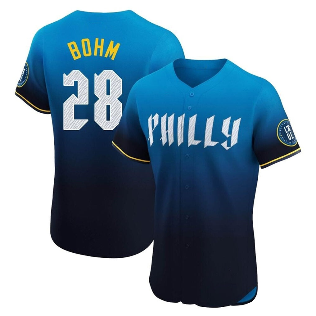 harde P.Phillies #28 Alec Bohm Player Blue City Connect Home Limited Elite Stitched Jerseys