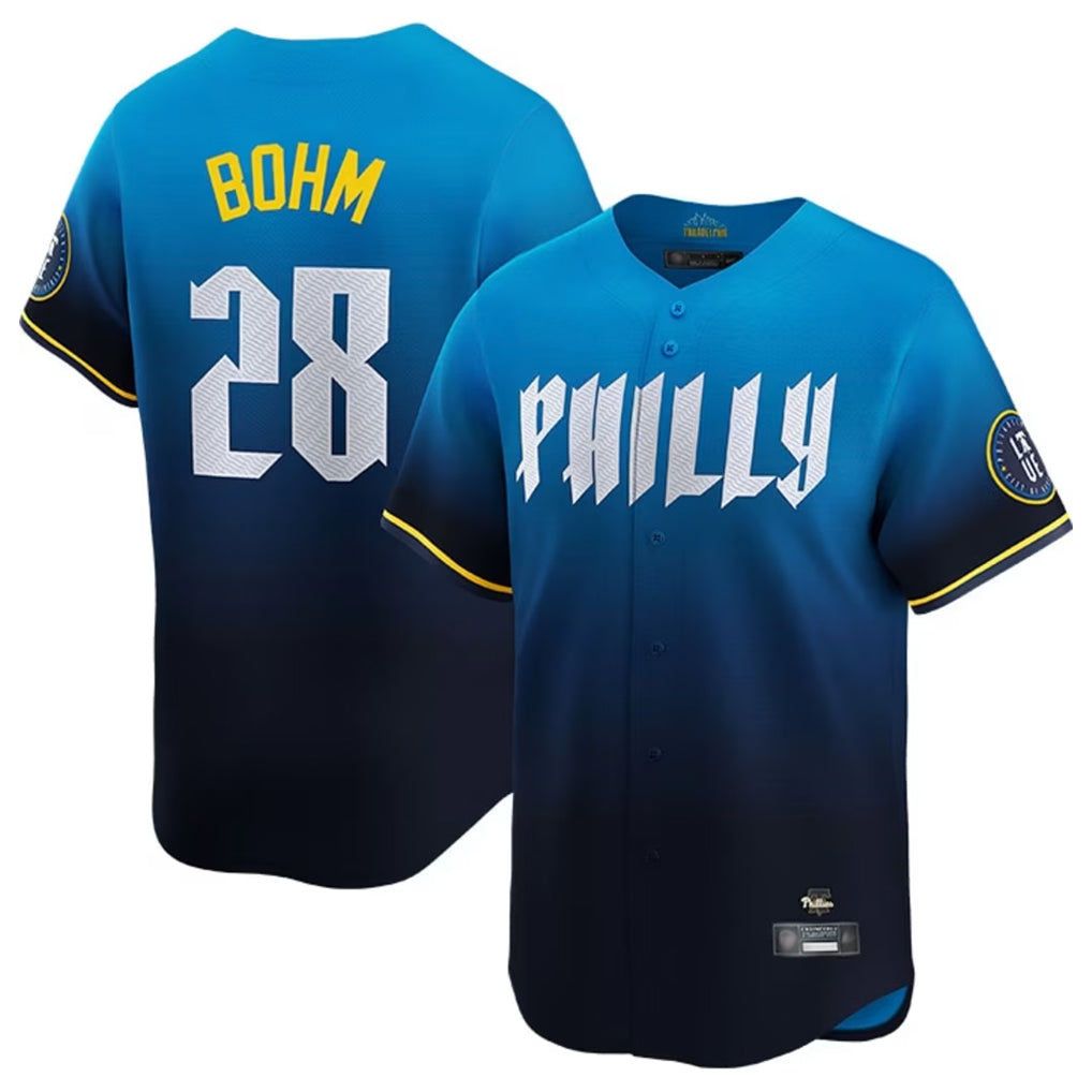 harde P.Phillies #28 Alec Bohm Player Blue City Connect Home Limited Stitched Jerseys