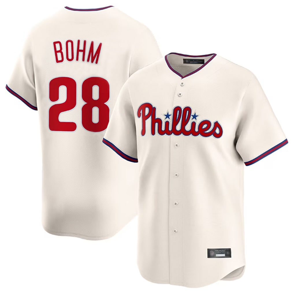 harde P.Phillies #28 Alec Bohm Player Cream Home Limited Stitched Jerseys