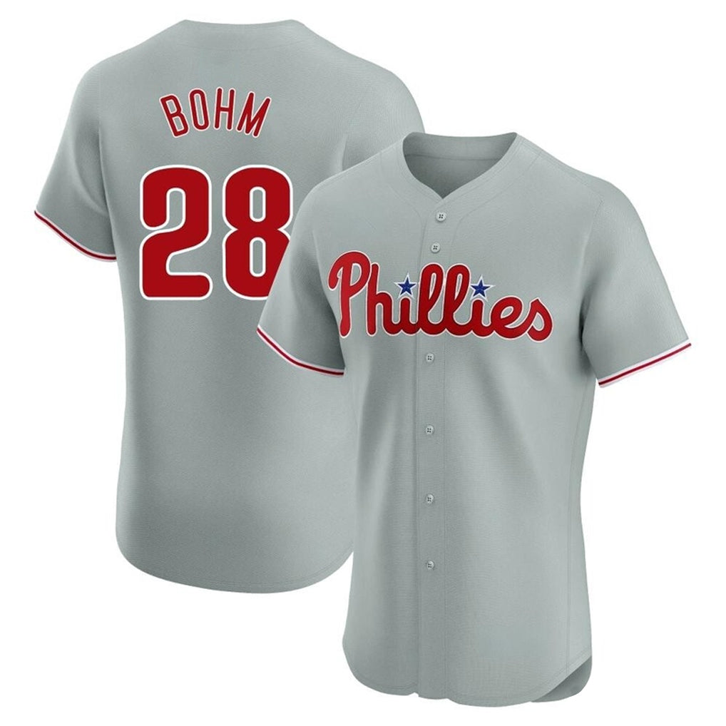 harde P.Phillies #28 Alec Bohm Player Gray Home Limited Elite Stitched Jerseys