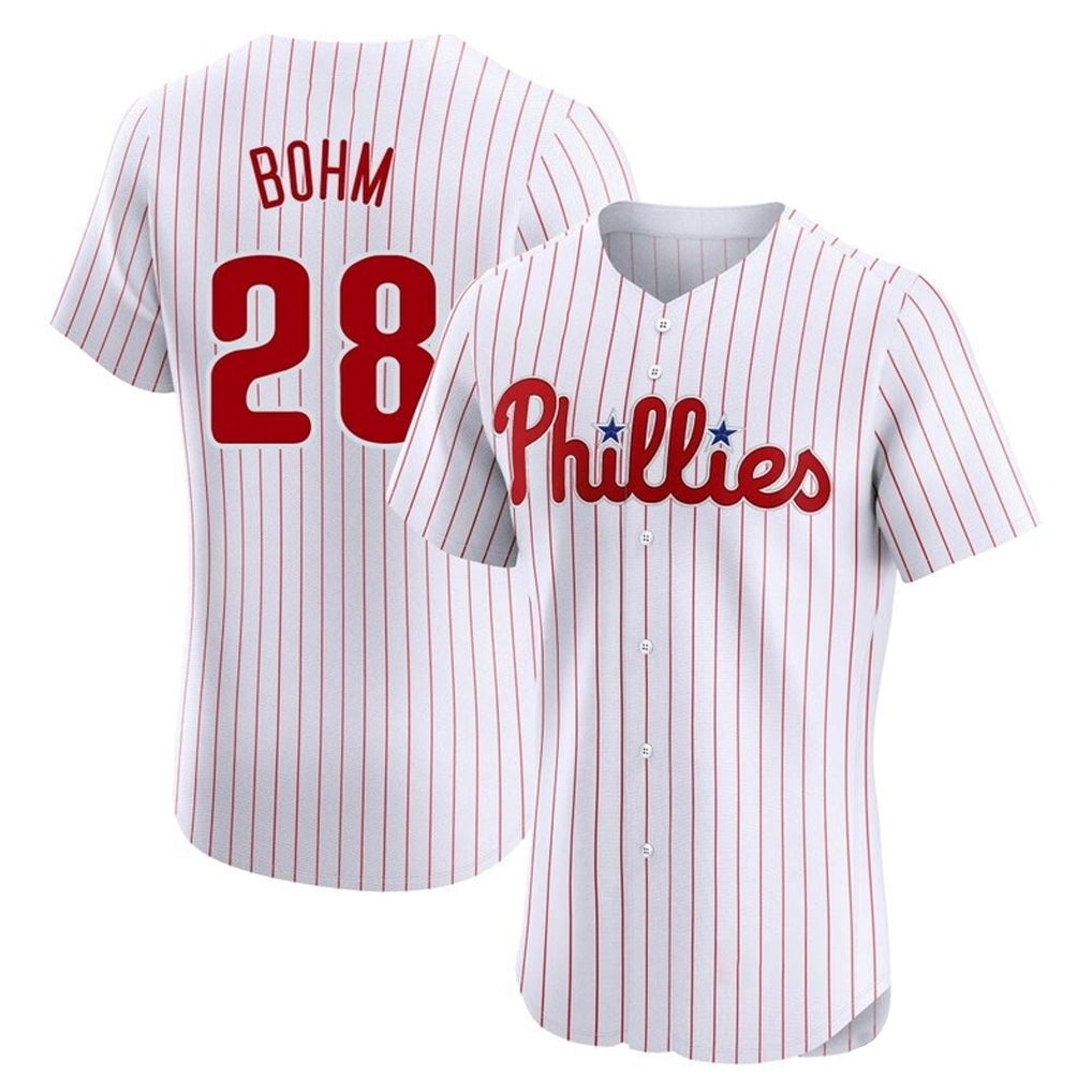 harde P.Phillies #28 Alec Bohm Player White Home Limited Elite Stitched Jerseys