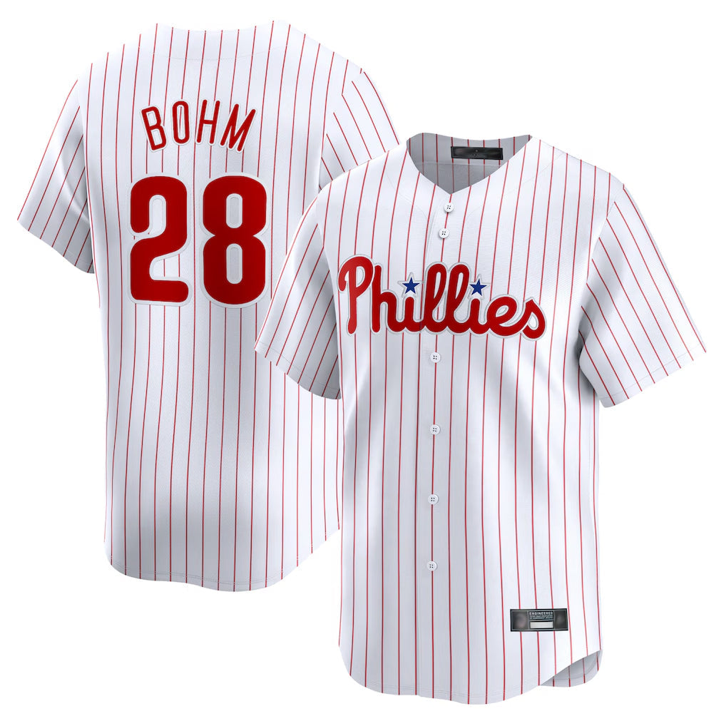 harde P.Phillies #28 Alec Bohm Player White Home Limited Stitched Jerseys