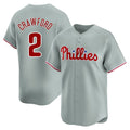 harde P.Phillies #2 Justin Crawford Player Gray Home Limited Stitched Jerseys