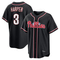 harde P.Phillies #3 Bryce Harper Player Black Fashion Out Home Game Stitched Jerseys