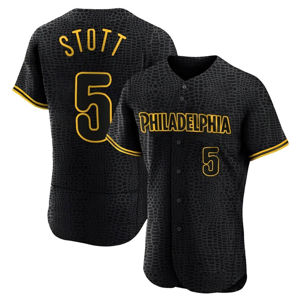 harde P.Phillies #5 Bryson Stott Player Black Snake Skin City Home Limited Elite Stitched Jerseys