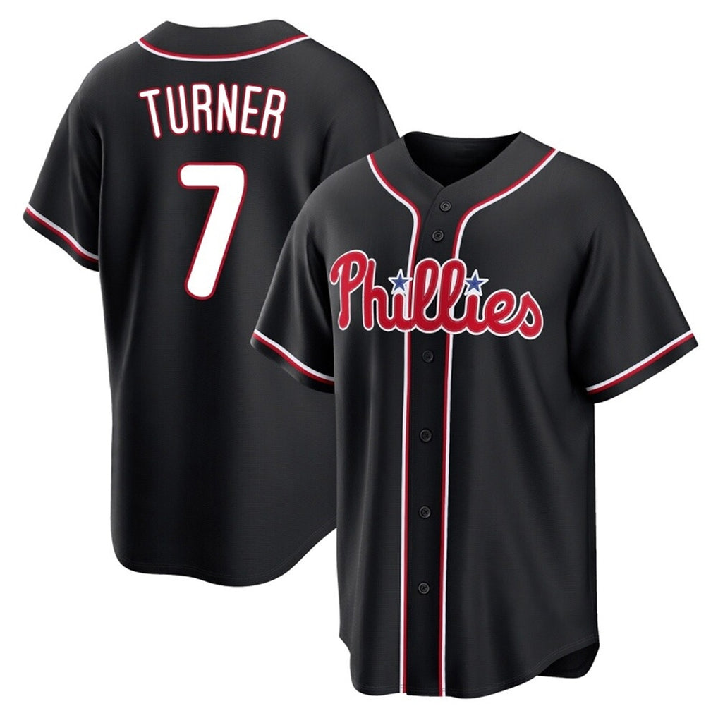 harde P.Phillies #7 Trea Turner Player Black Fashion Out Home Game Stitched Jerseys