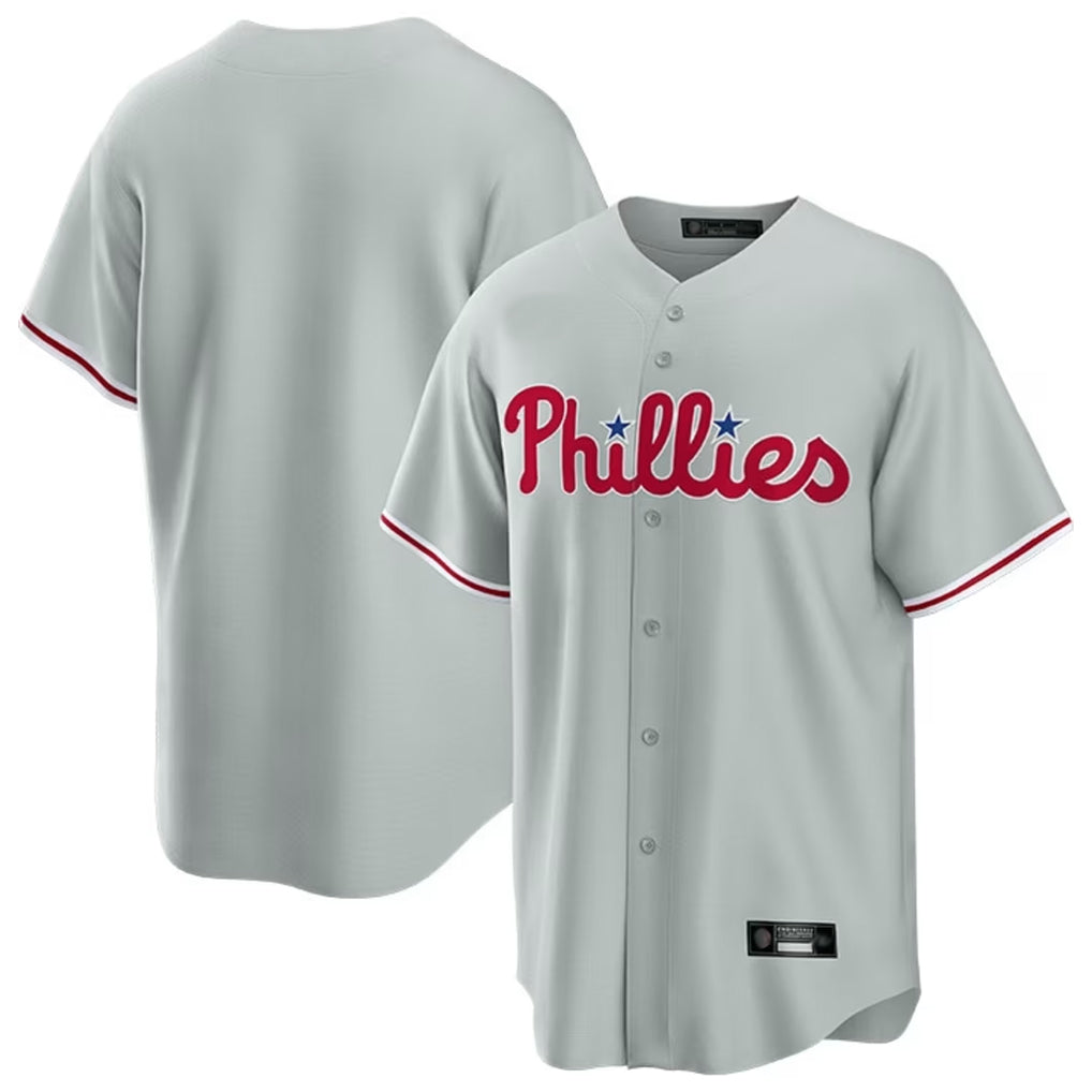 harde P.Phillies Blank Player Gray Home Game Stitched Jerseys