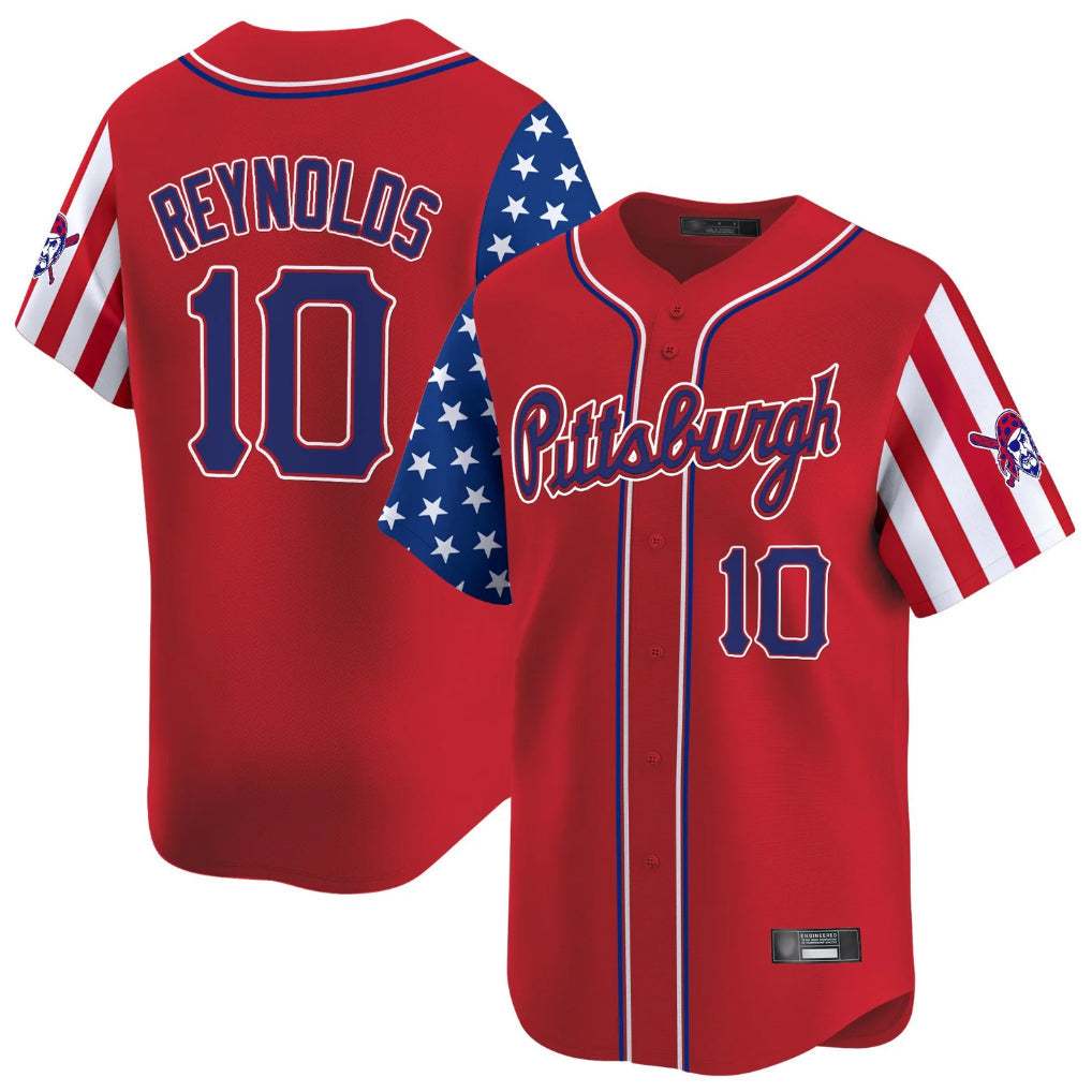 harde P.Pirates #10 Bryan Reynolds Player Red 2025 Independence Day Vapor Premier Limited Stitched Jerseys