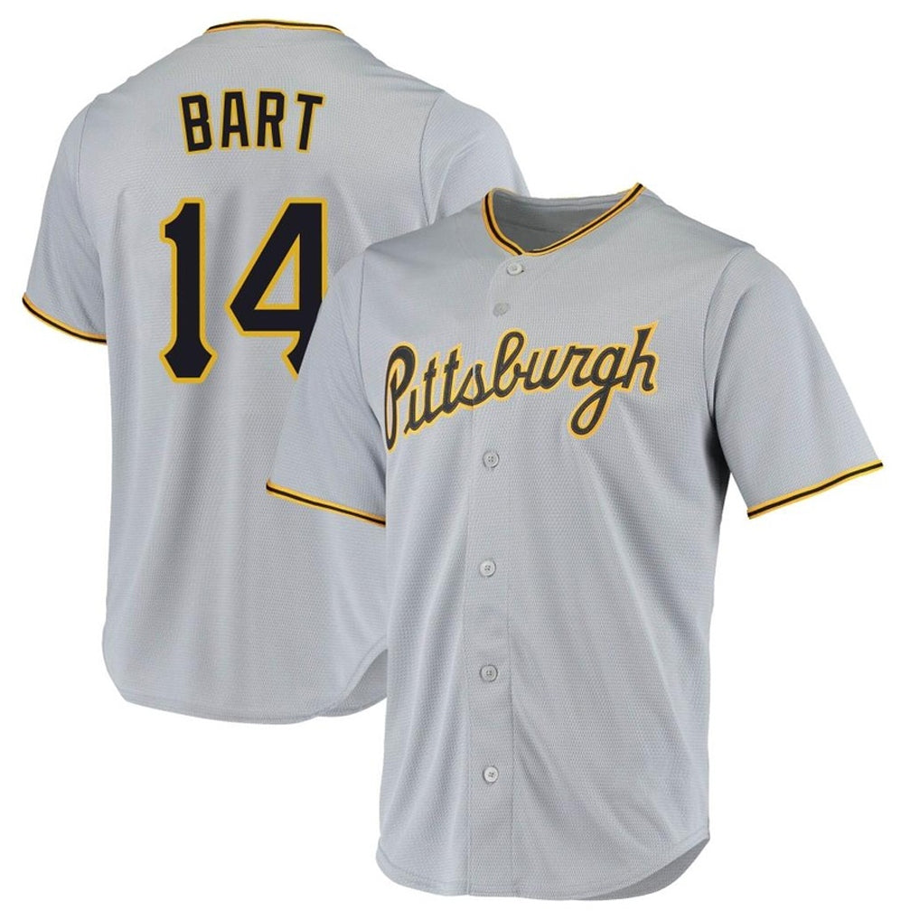 harde P.Pirates #14 Joey Bart Player Gray Road Home Game Stitched Jerseys