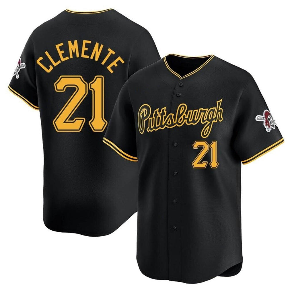 harde P.Pirates #21 Roberto Clemente Player Black Alt Home Limited Stitched Jerseys