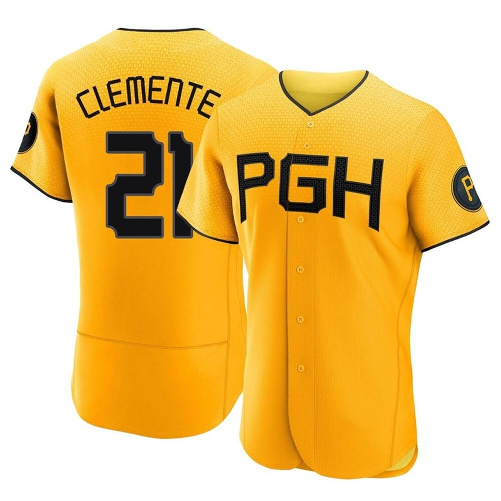 harde P.Pirates #21 Roberto Clemente Player Gold City Connect Home Limited Elite Stitched Jerseys