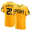 harde P.Pirates #21 Roberto Clemente Player Gold City Connect Home Limited Elite Stitched Jerseys