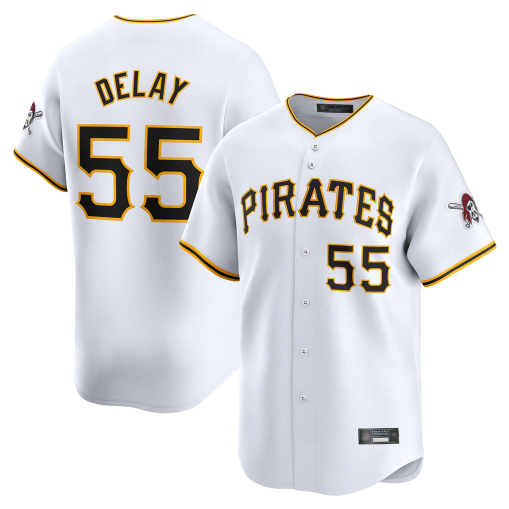 harde P.Pirates #55 Jason Delay Player White Home Limited Stitched Jerseys