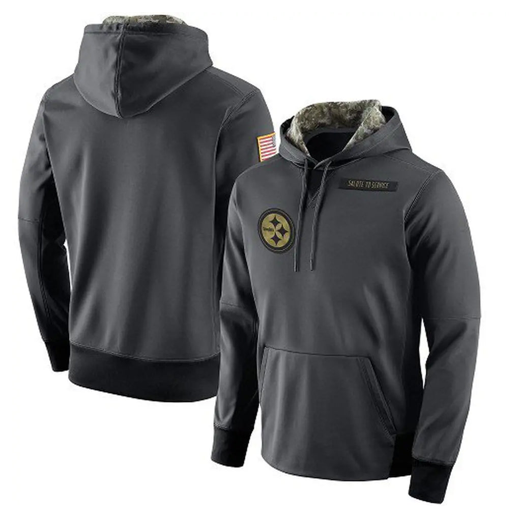 harde P.Steelers Gray Pullover Hoodies Limited Blank Player Stitched Jerseys