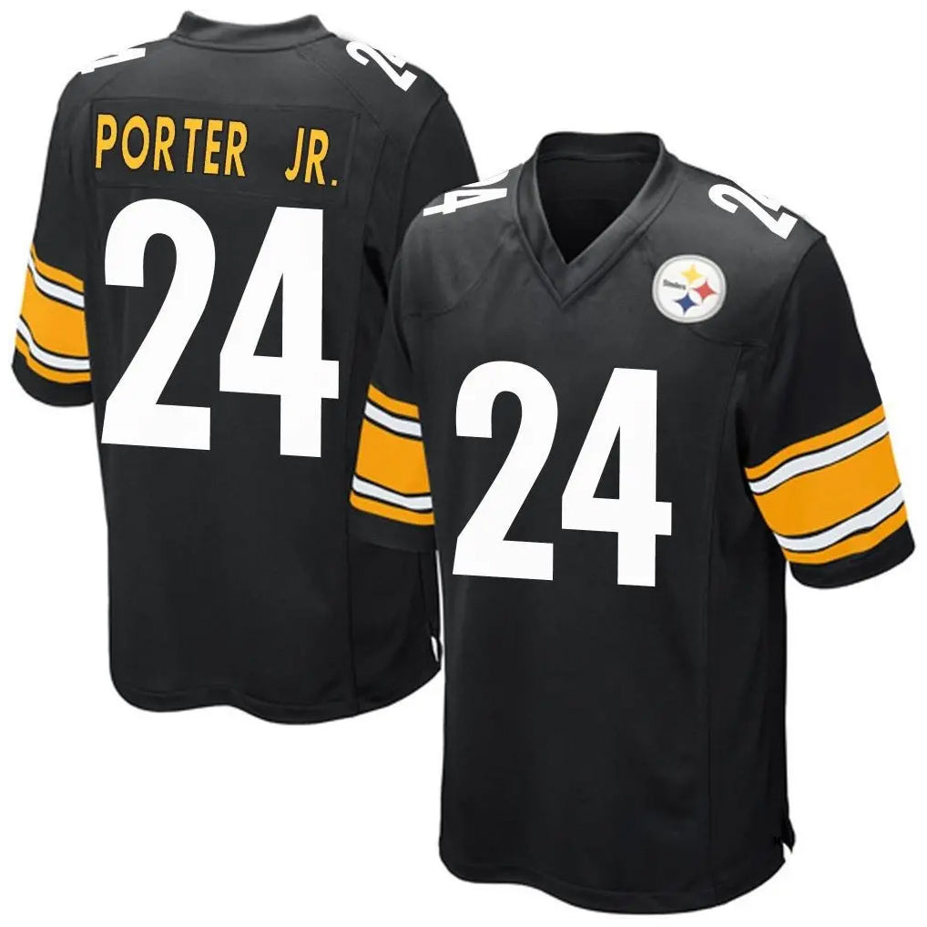 harde P.Steelers #24 Joey Porter Jr. Player Black Game Home Stitched Jerseys