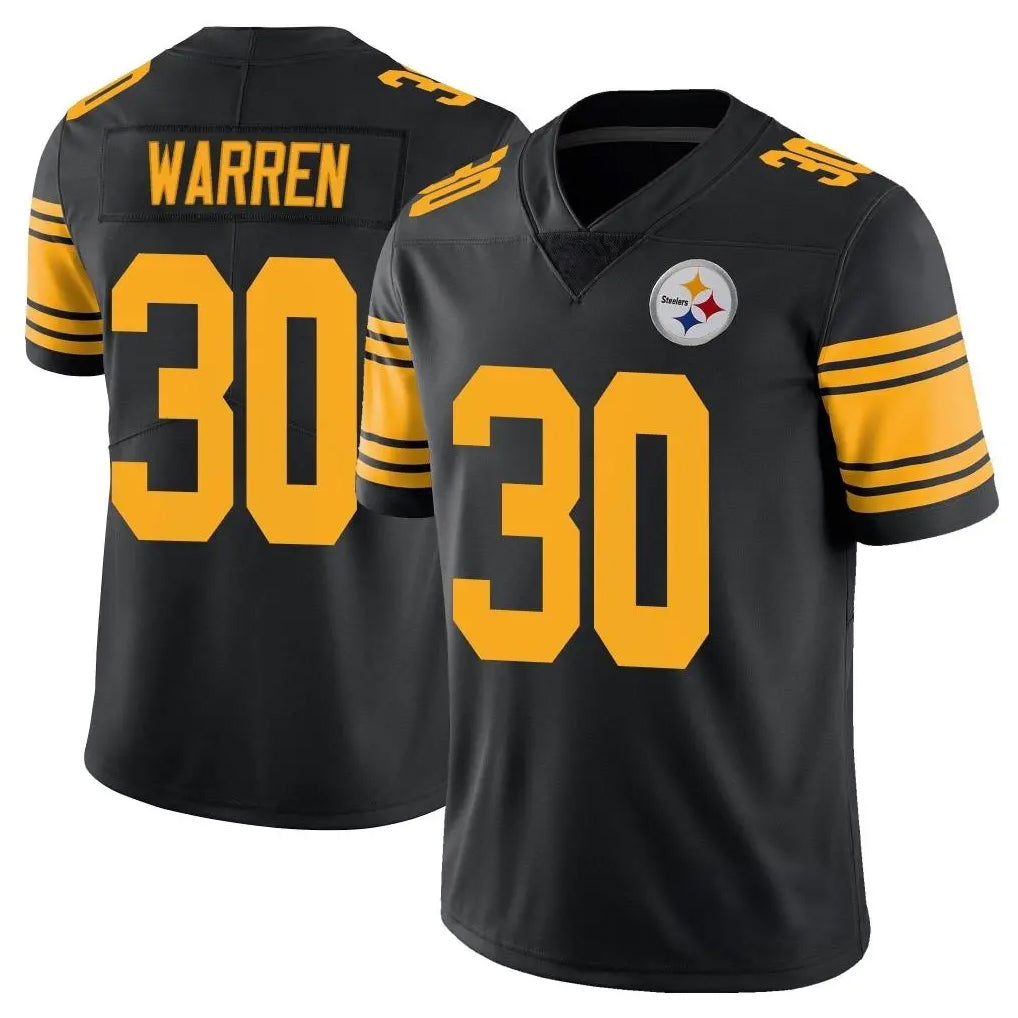harde P.Steelers #30 Jaylen Warren Player Black Limited Color Rush Home Game Stitched Jerseys