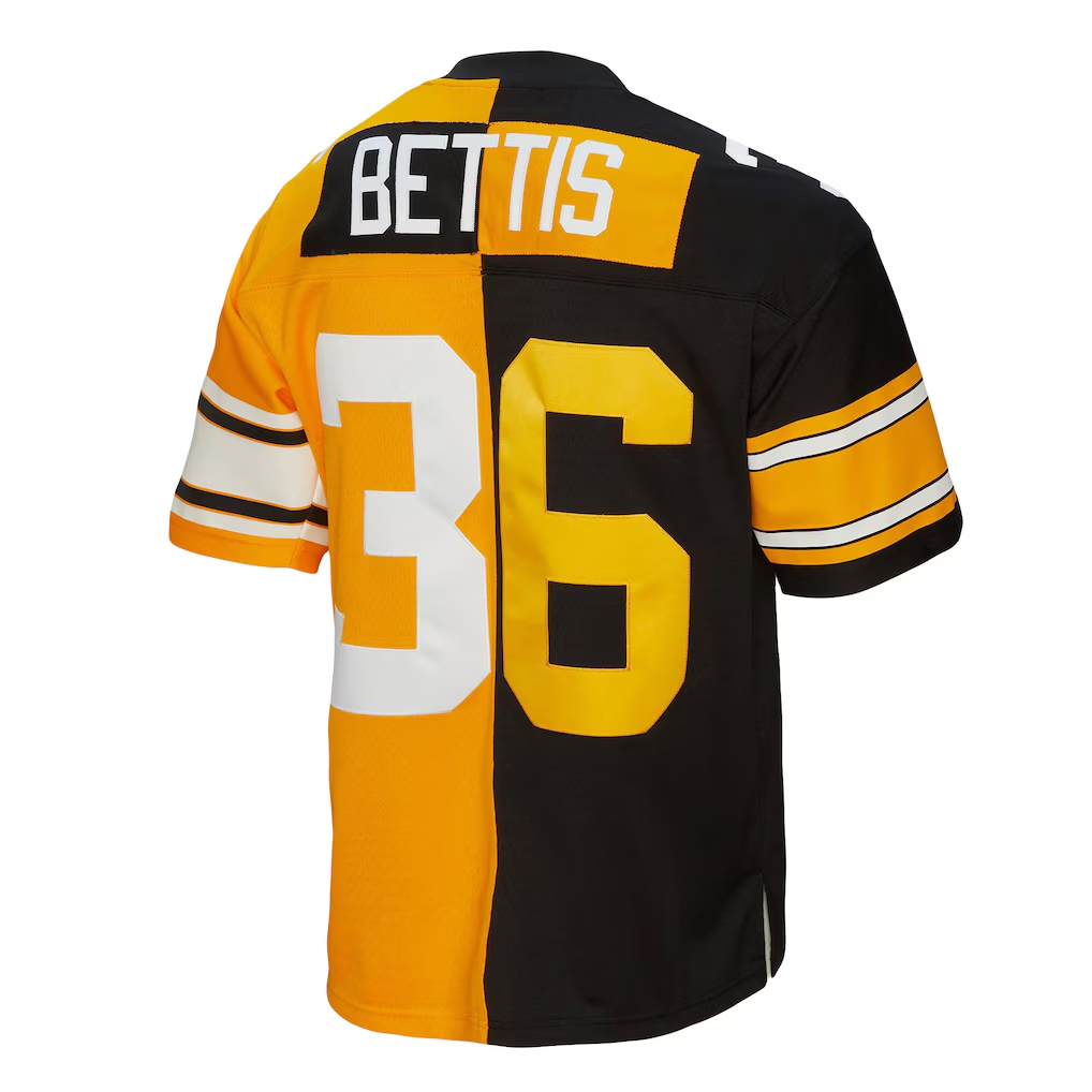 harde P.Steelers #36 Jerome Bettis Mitchell & Ness BlackGold 1996 Split Legacy Replica Stitched Puhic Jersey