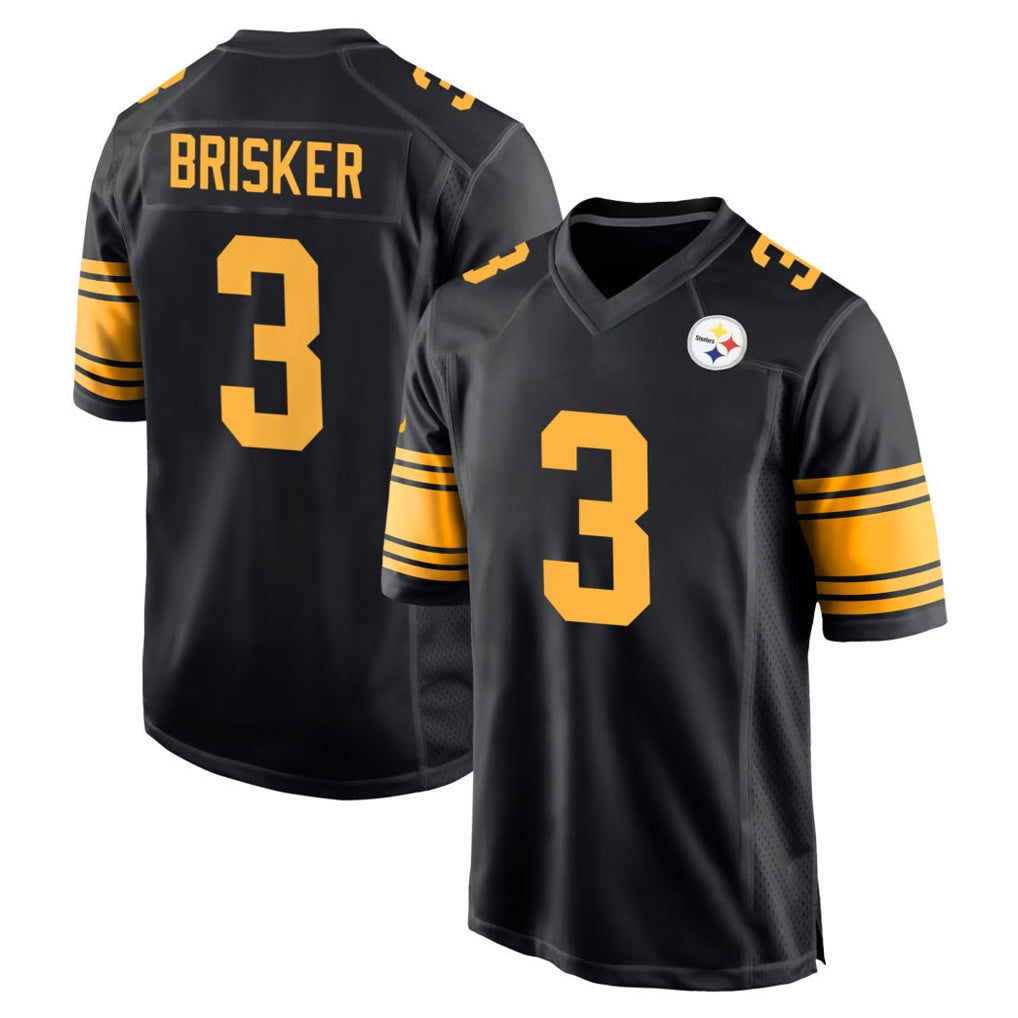 harde P.Steelers #3 Jaquan Brisker Player Black Color Rush Home Game Stitched Jerseys