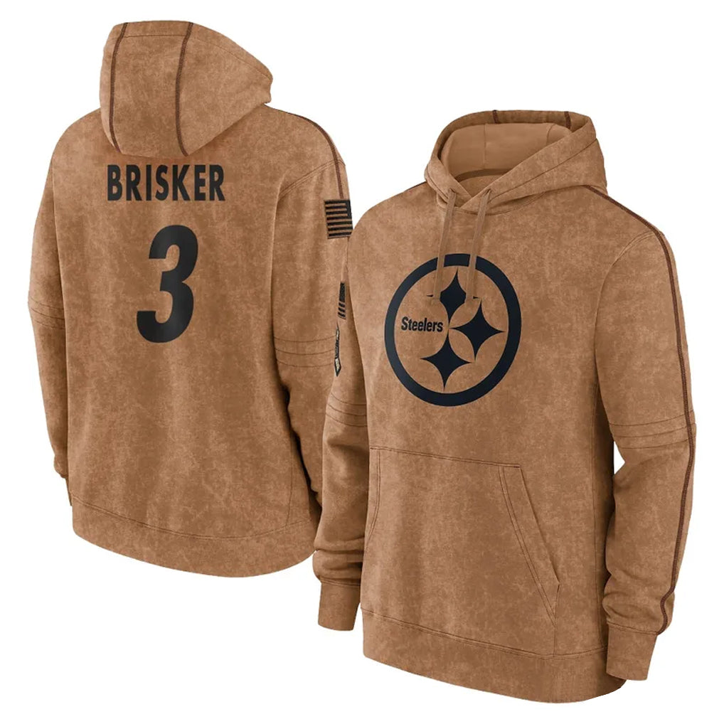 harde P.Steelers #3 Jaquan Brisker Player Brown Limited Salute to Service Pullover Hoodies Game Stitched Jerseys
