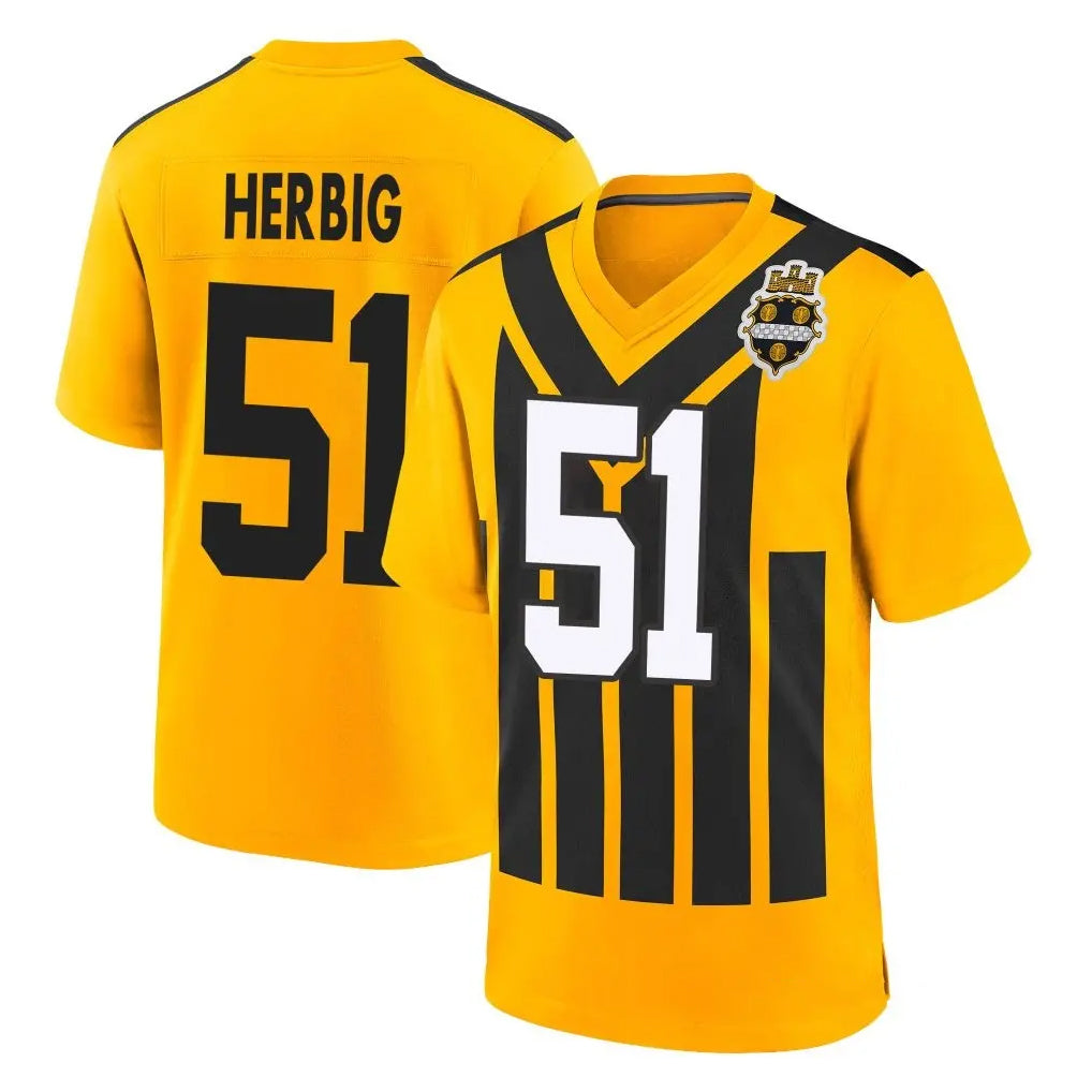 harde P.Steelers #51 Nick Herbig Player Gold Limited 1933 Throwback Home Game Stitched Jerseys