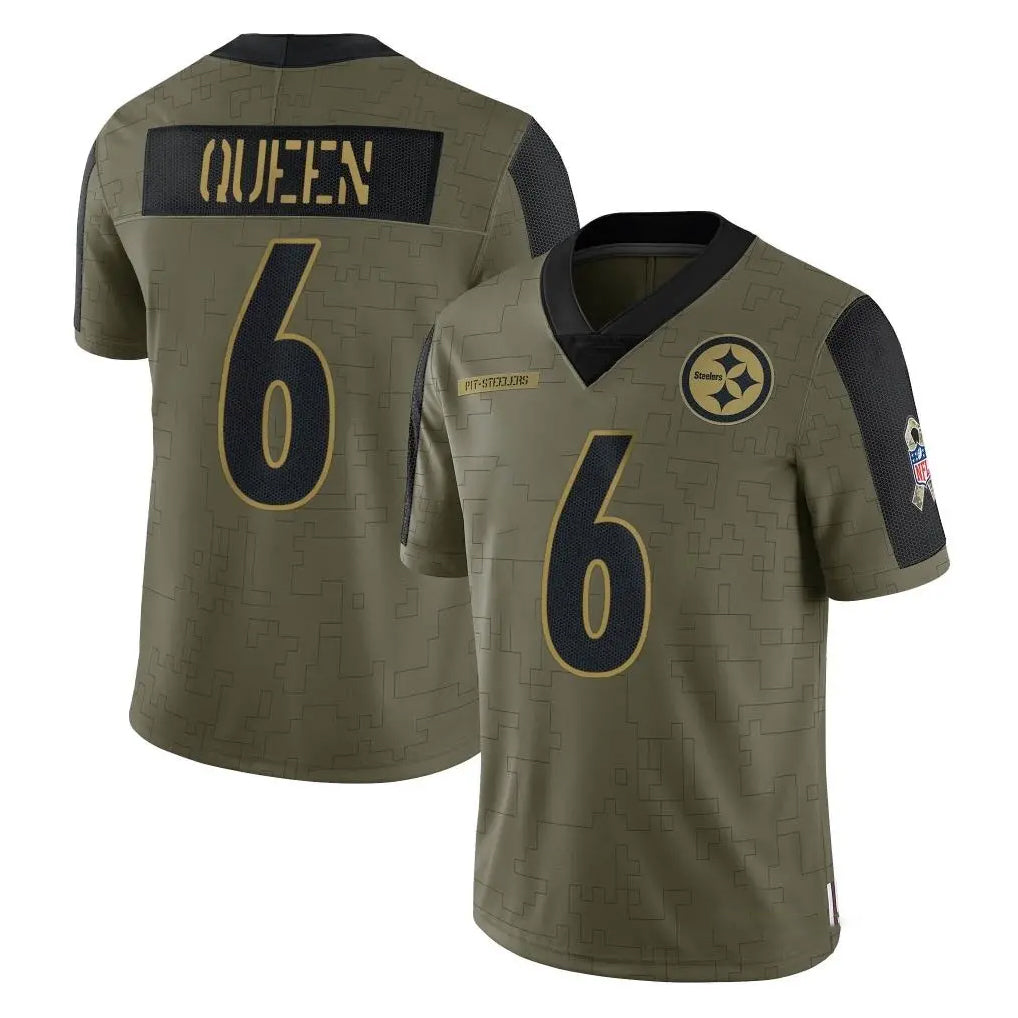 harde P.Steelers #6 Patrick Queen Player Olive Salute To Service Limited Game Stitched Jerseys