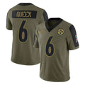 harde P.Steelers #6 Patrick Queen Player Olive Salute To Service Limited Game Stitched Jerseys