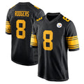 harde P.Steelers #8 Aaron Rodgers Player Black Color Rush Home Game Stitched Jerseys