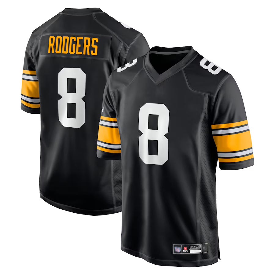 harde P.Steelers #8 Aaron Rodgers Player Black Home Limited Stitched Jerseys