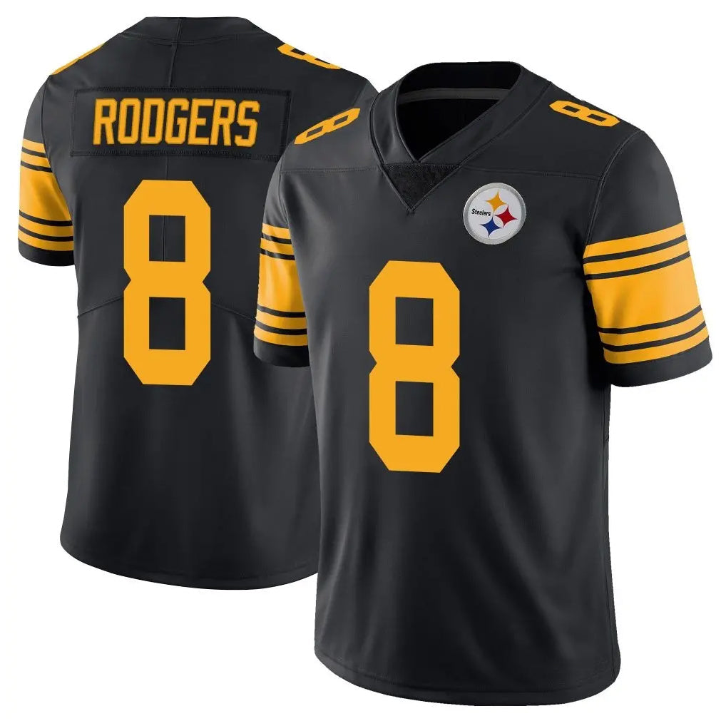 harde P.Steelers #8 Aaron Rodgers Player Black Limited Color Rush Home Game Stitched Jerseys