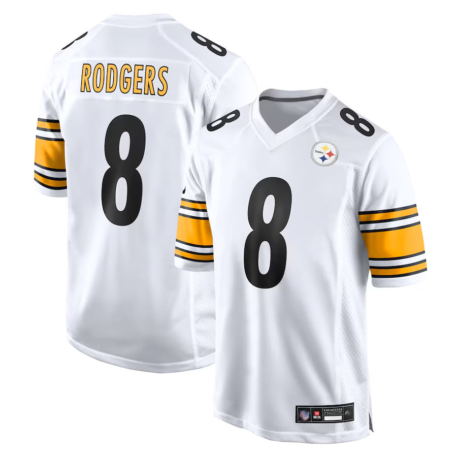 harde P.Steelers #8 Aaron Rodgers Player White Replica Game Stitched Jerseys