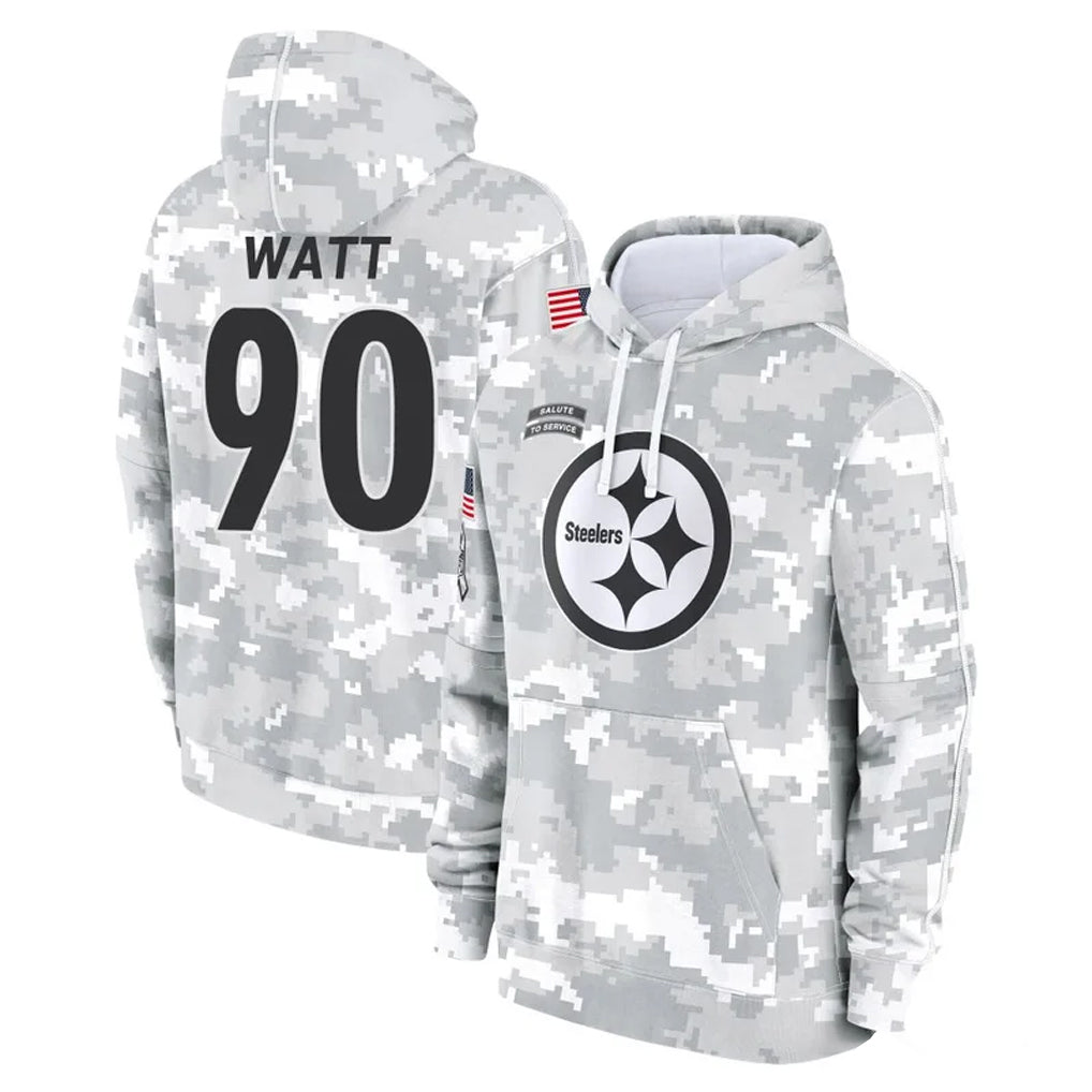 harde P.Steelers #90 T.J. Watt Player Arctic Camo Limited Salute to Service Pullover Hoodies Game Stitched Jerseys