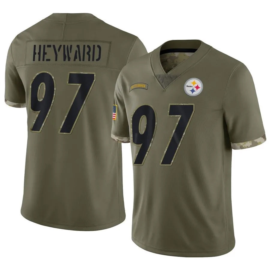 harde P.Steelers #97 Cameron Heyward Player Salute To Service Limited Olive Stitched Jerseys