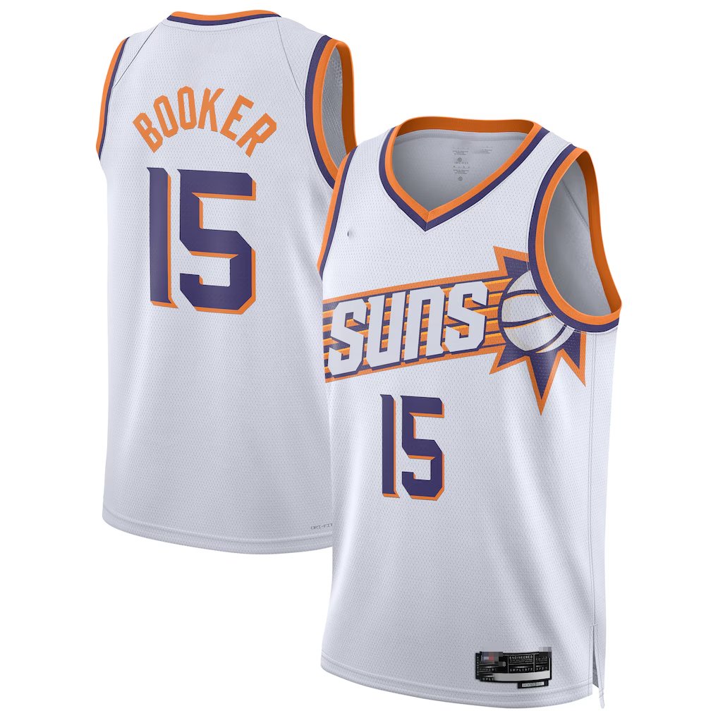 harde P.Suns #15 Devin Booker White Swingman Player Jerseys - Association Edition