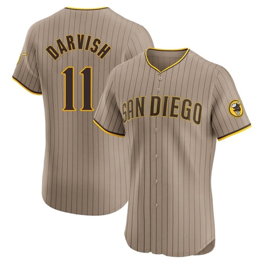harde S.Diego Padres #11 Yu Darvish Player Khaki Home Limited Elite Stitched Jerseys