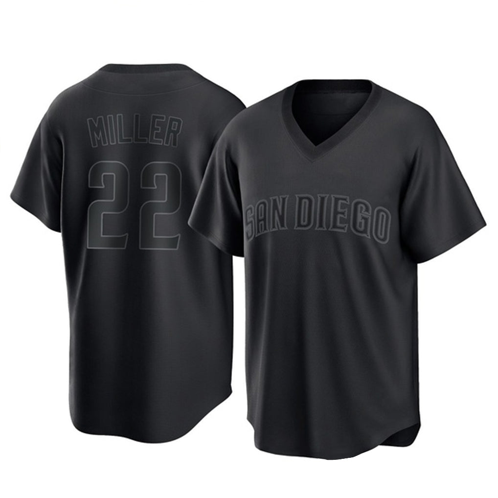 harde S.Diego Padres #22 Mason Miller Player Black Pitch Fashion Game T-shirt Stitched Jerseys