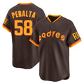 harde S.Diego Padres #58 Wandy Peralta Player Brown Home Cooperstown Collection Replica Game Stitched Jerseys