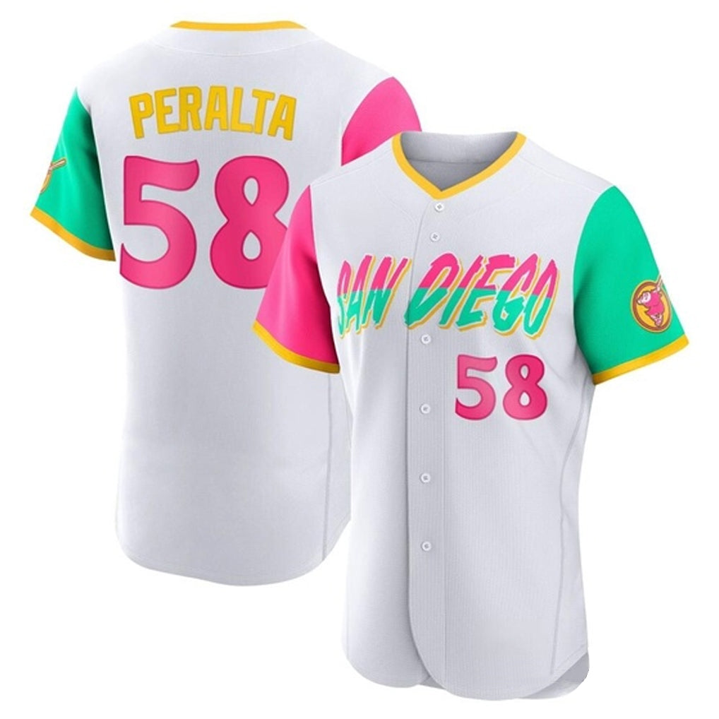 harde S.Diego Padres #58 Wandy Peralta Player White City Connect Home Limited Elite Stitched Jerseys