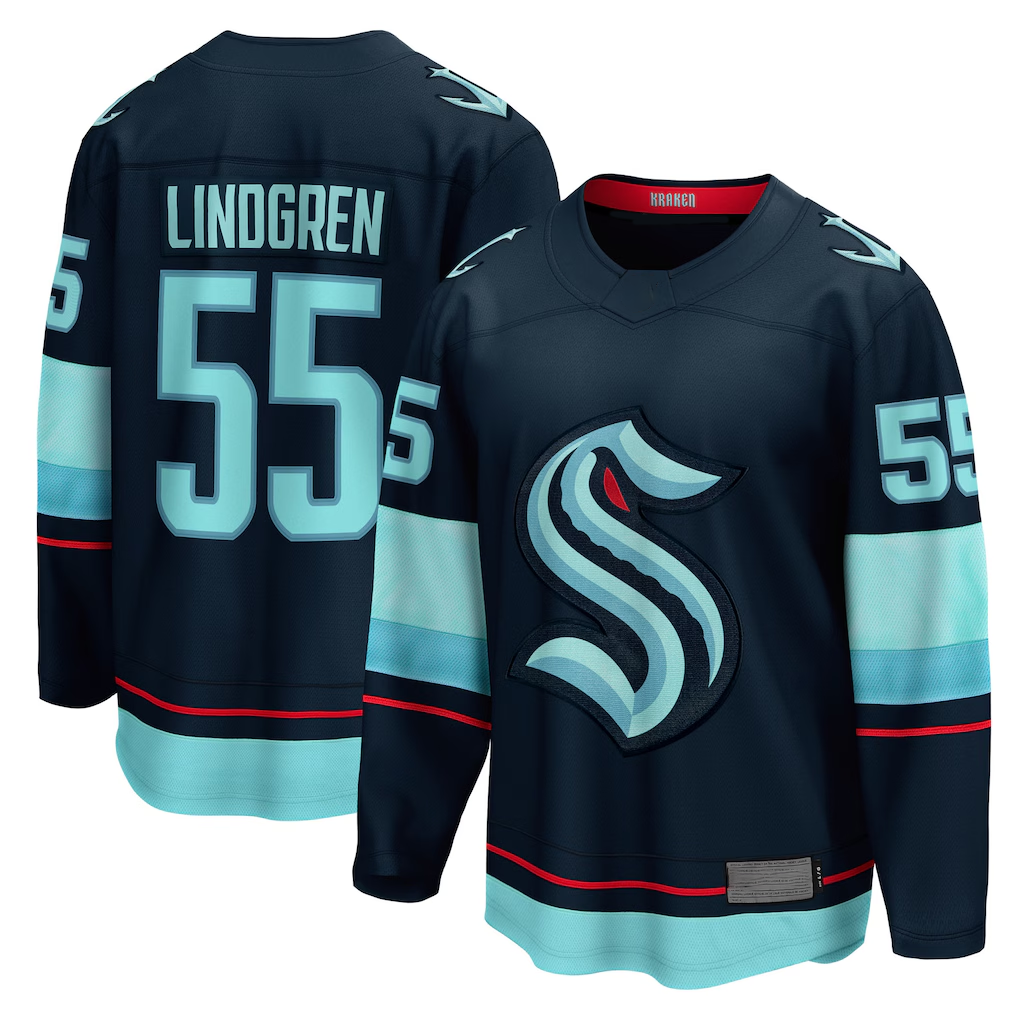 harde S.Kraken #55 Ryan Lindgren Deep Sea Blue Home Breakaway Jerseys