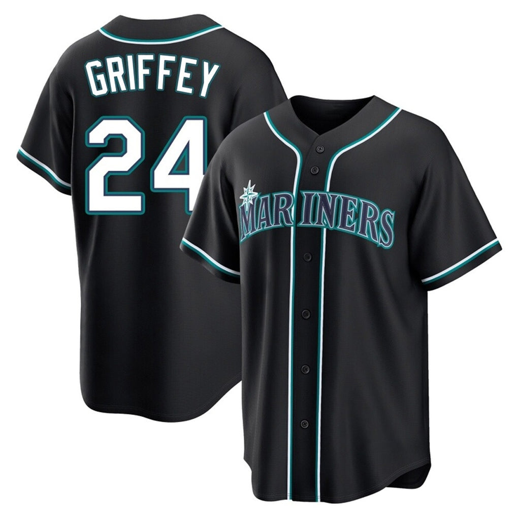 harde S.Mariners #24 Ken Griffey Jr Player Black Fashion Home Limited Stitched Jerseys