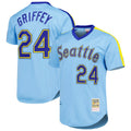 harde S.Mariners #24 Ken Griffey Jr Player Light Blue Mitchell & Ness Cooperstown Collection Game Stitched Jerseys